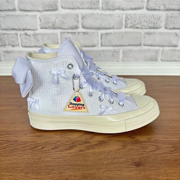 ❤️Converse Chuck 70 Hi Bow Pleated 9 Women Shoes Elegant Sneaker White A15191C - Picture 8 of 13